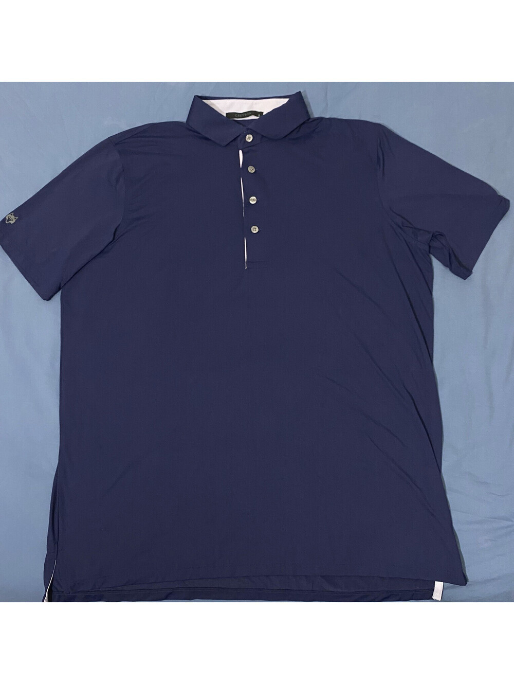 Greyson Golf Polo Shirt Logo Performance Short Sleeve Navy Blue Mens Large